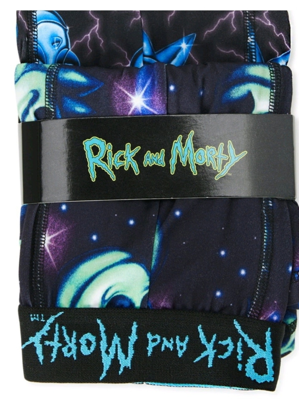 Bioworld Rick and Morty Black & Neon Blue Graphic Boxer Briefs Rick And Morty